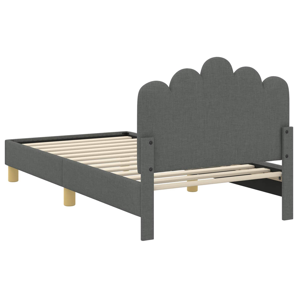 Kinderbettgestell mit Kopfteil Dunkelgrau 80 x 160 cm Stoff