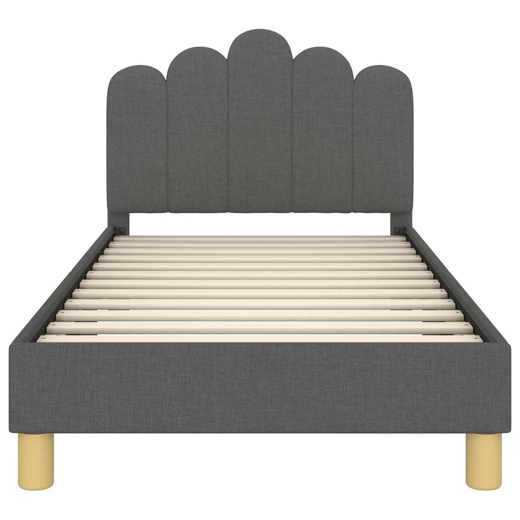 Kinderbettgestell mit Kopfteil Dunkelgrau 80 x 160 cm Stoff