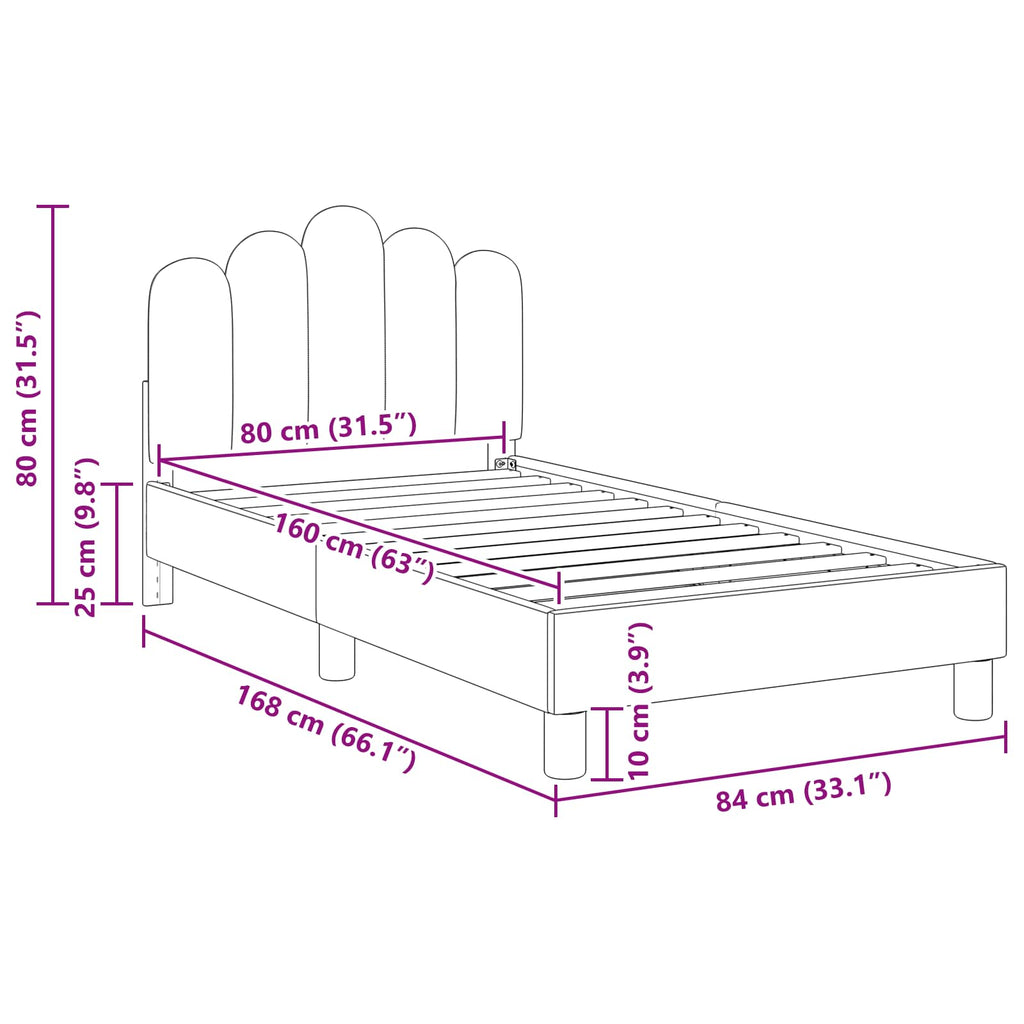 Kinderbettgestell mit Kopfteil Dunkelgrau 80 x 160 cm Stoff