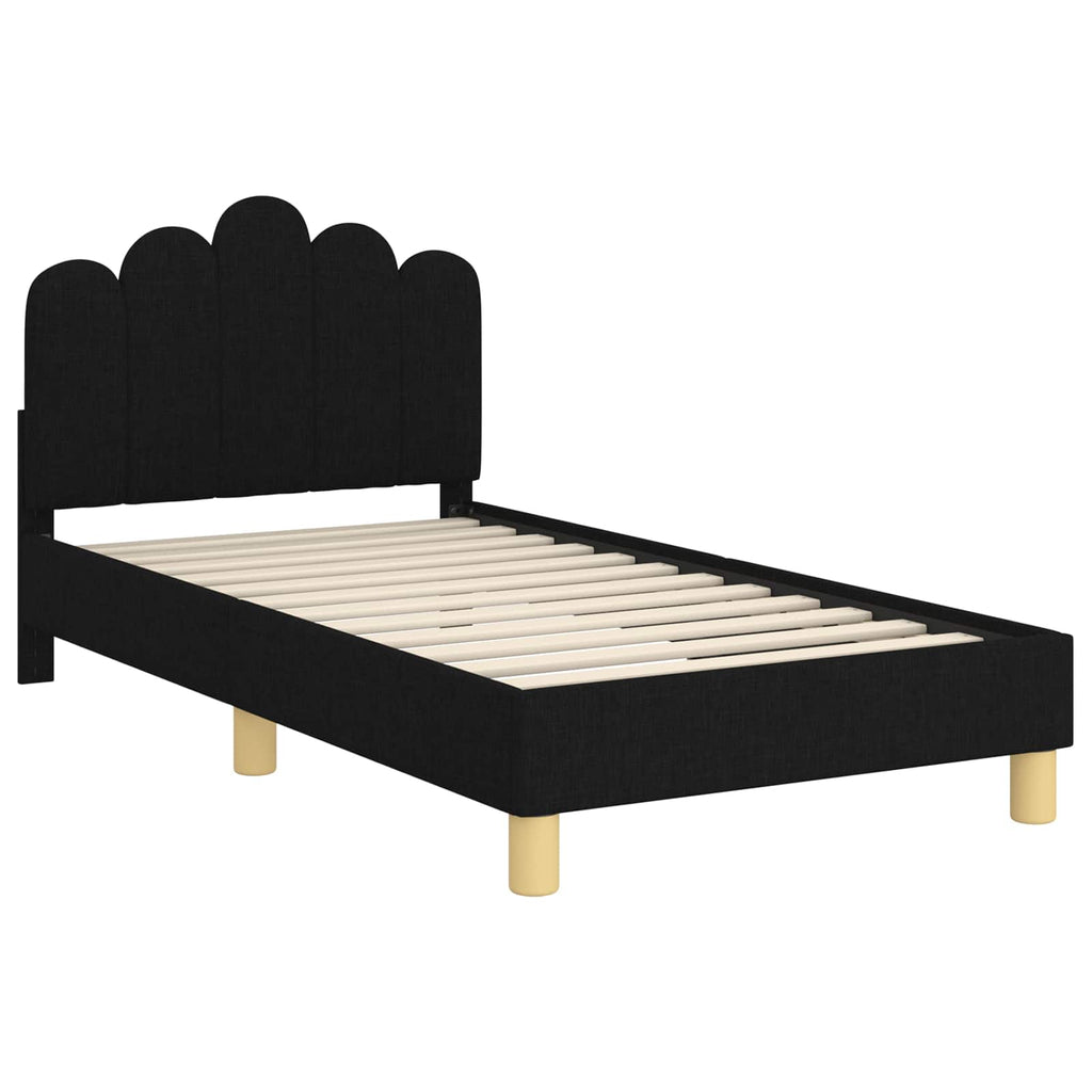Kinderbettgestell mit Kopfteil Schwarz 80 x 160 cm Stoff