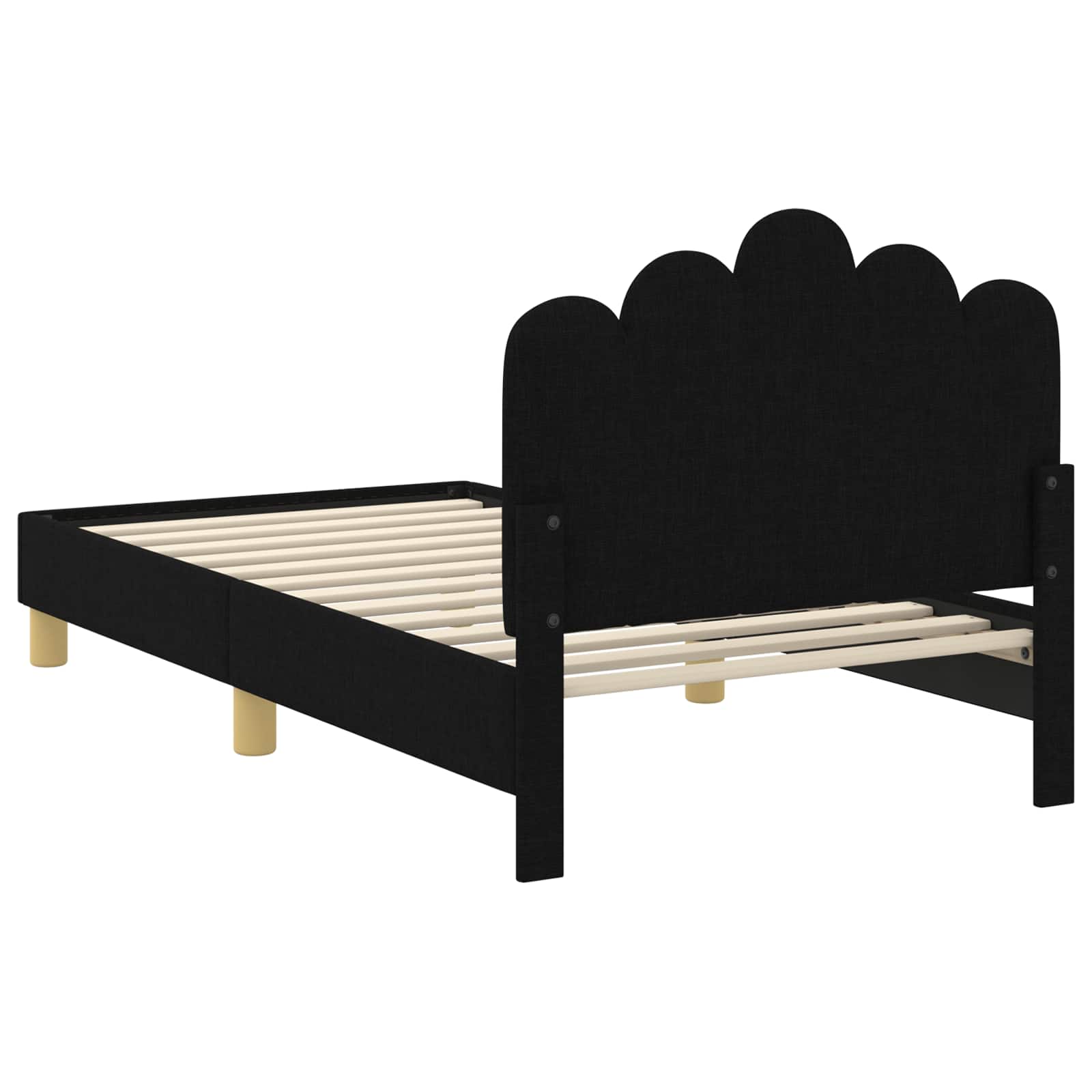 Kinderbettgestell mit Kopfteil Schwarz 80 x 160 cm Stoff