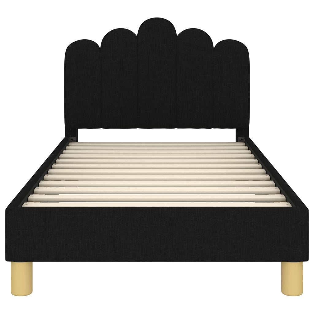 Kinderbettgestell mit Kopfteil Schwarz 80 x 160 cm Stoff