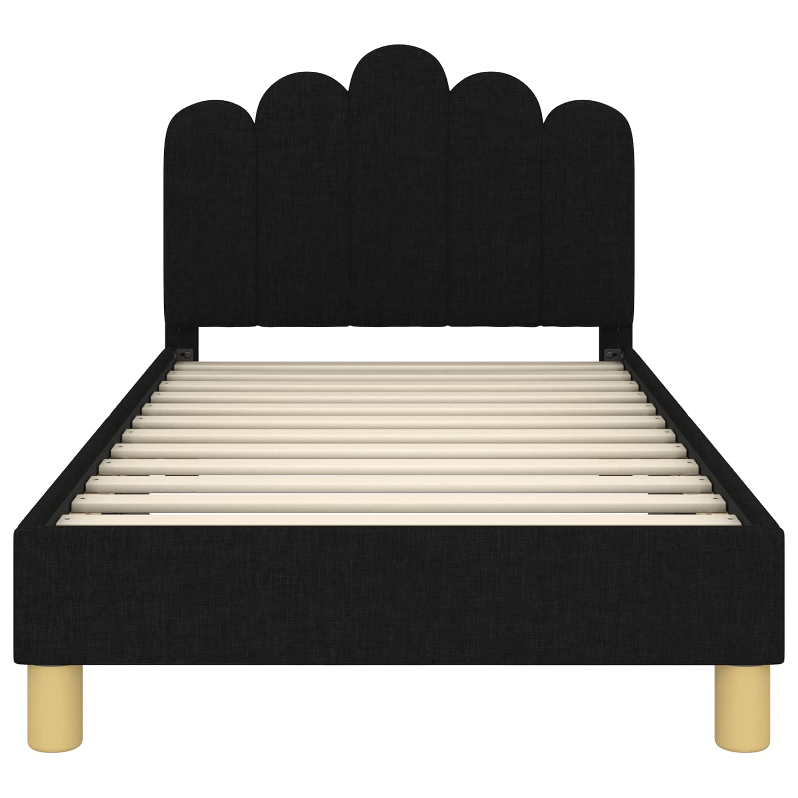 Kinderbettgestell mit Kopfteil Schwarz 80 x 160 cm Stoff