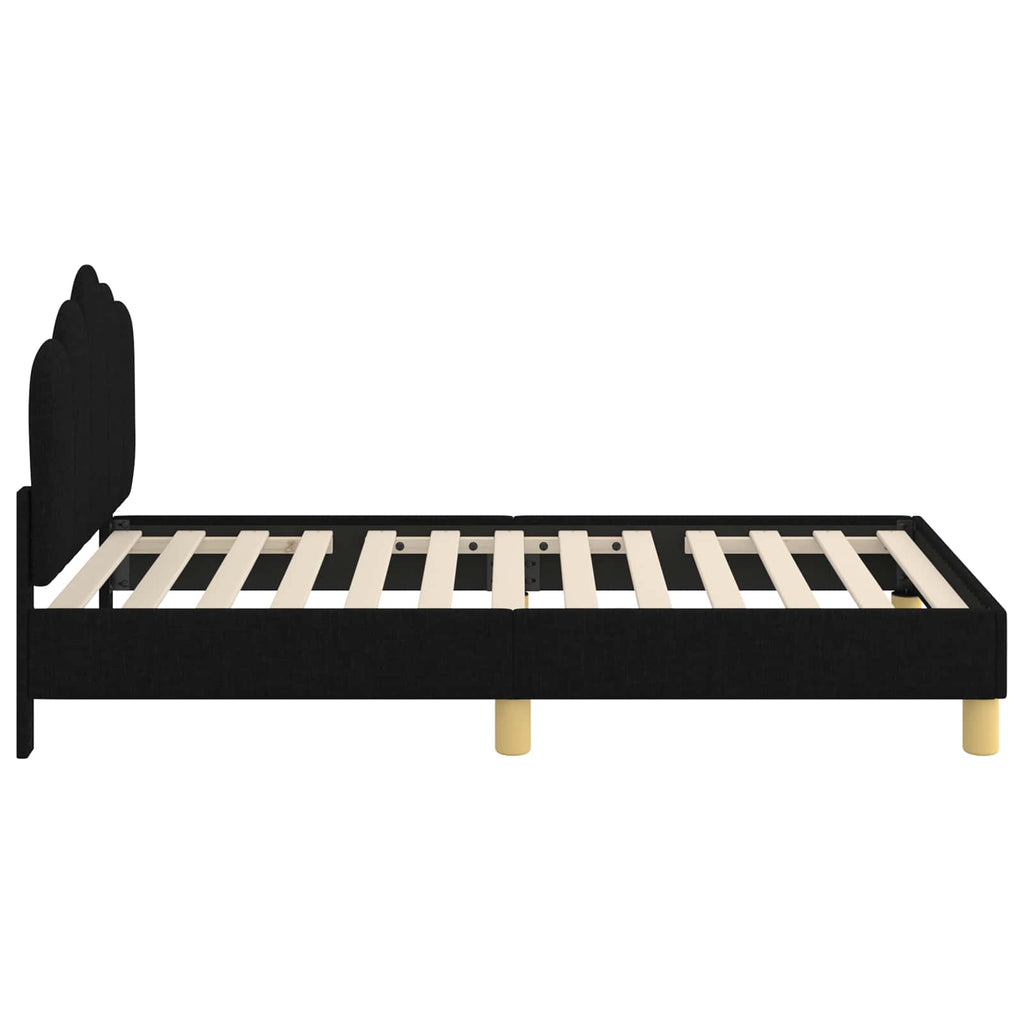 Kinderbettgestell mit Kopfteil Schwarz 80 x 160 cm Stoff