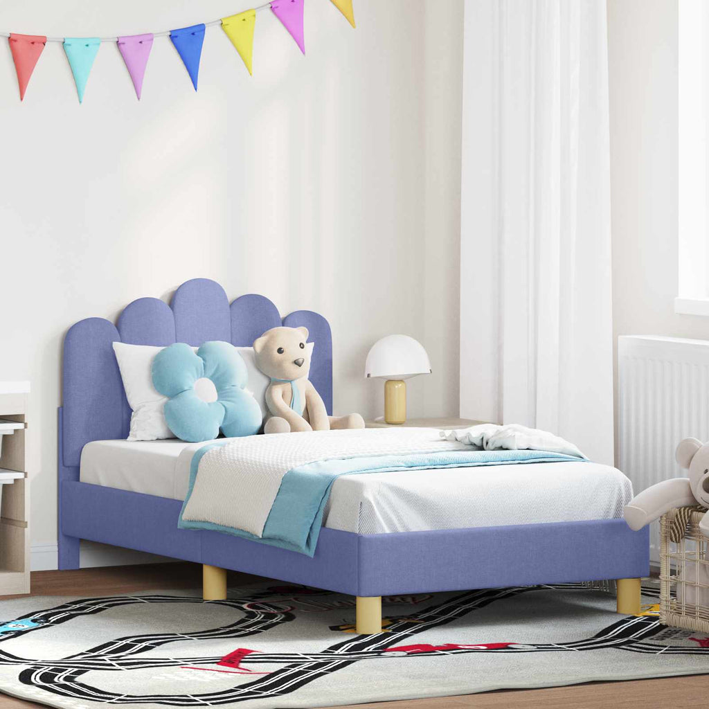Kinderbettgestell mit Kopfteil Jeans blau 80 x 160 cm Stoff