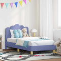 Kinderbettgestell mit Kopfteil Jeans blau 80 x 160 cm Stoff