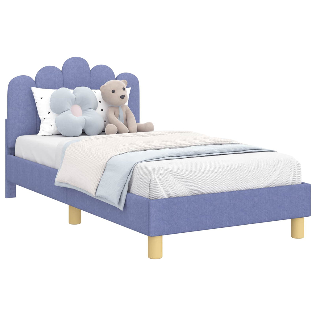 Kinderbettgestell mit Kopfteil Jeans blau 80 x 160 cm Stoff