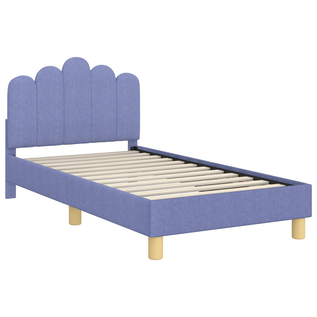 Kinderbettgestell mit Kopfteil Jeans blau 80 x 160 cm Stoff
