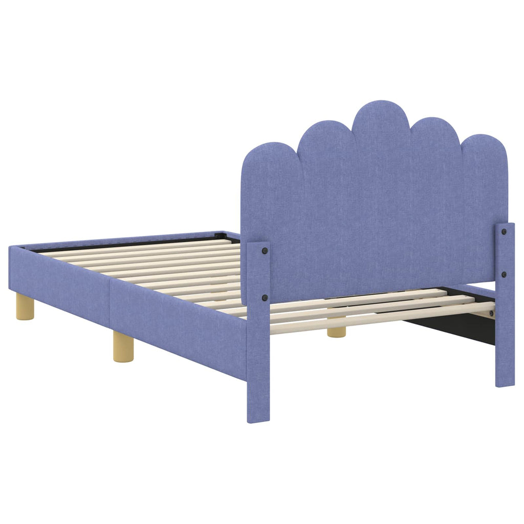 Kinderbettgestell mit Kopfteil Jeans blau 80 x 160 cm Stoff