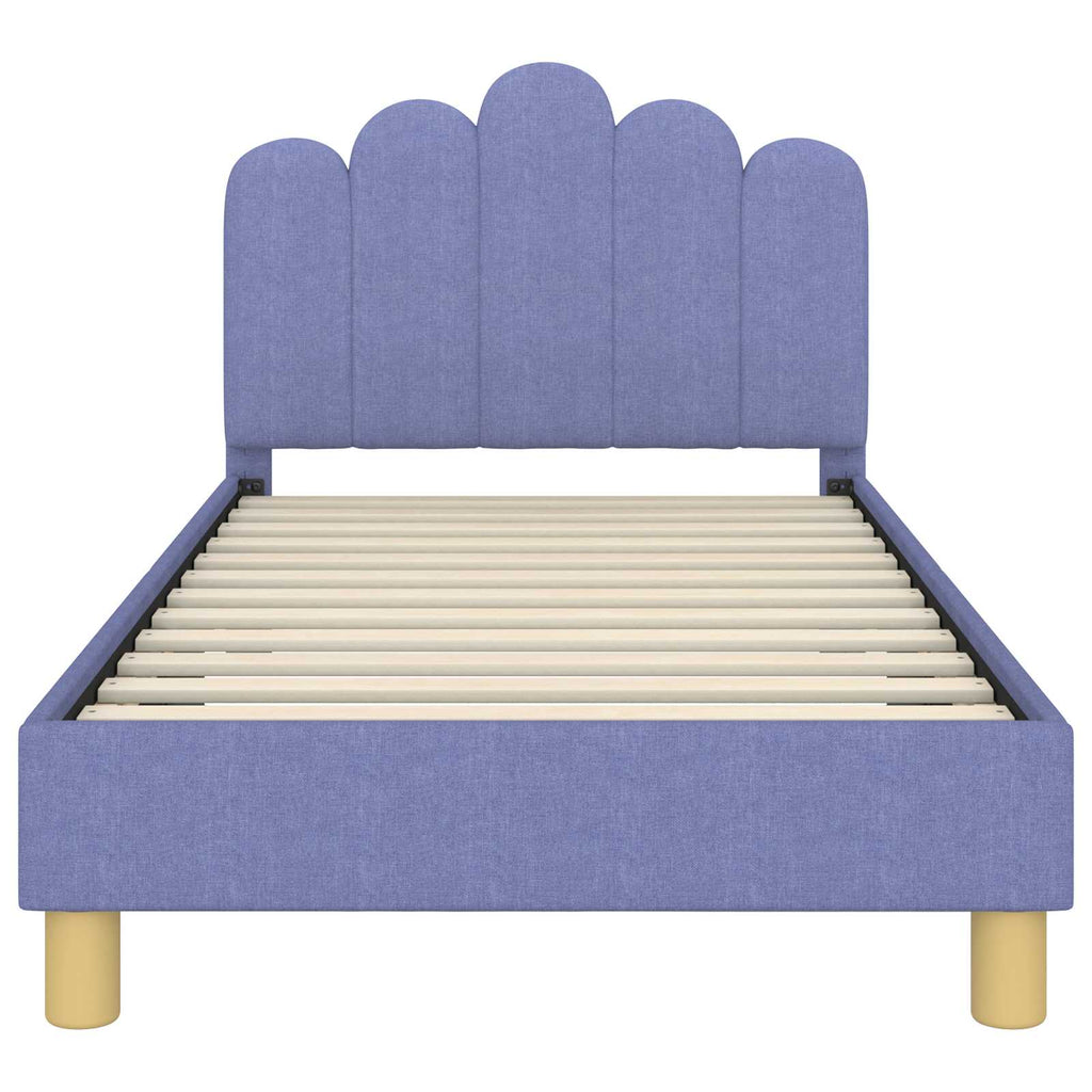 Kinderbettgestell mit Kopfteil Jeans blau 80 x 160 cm Stoff