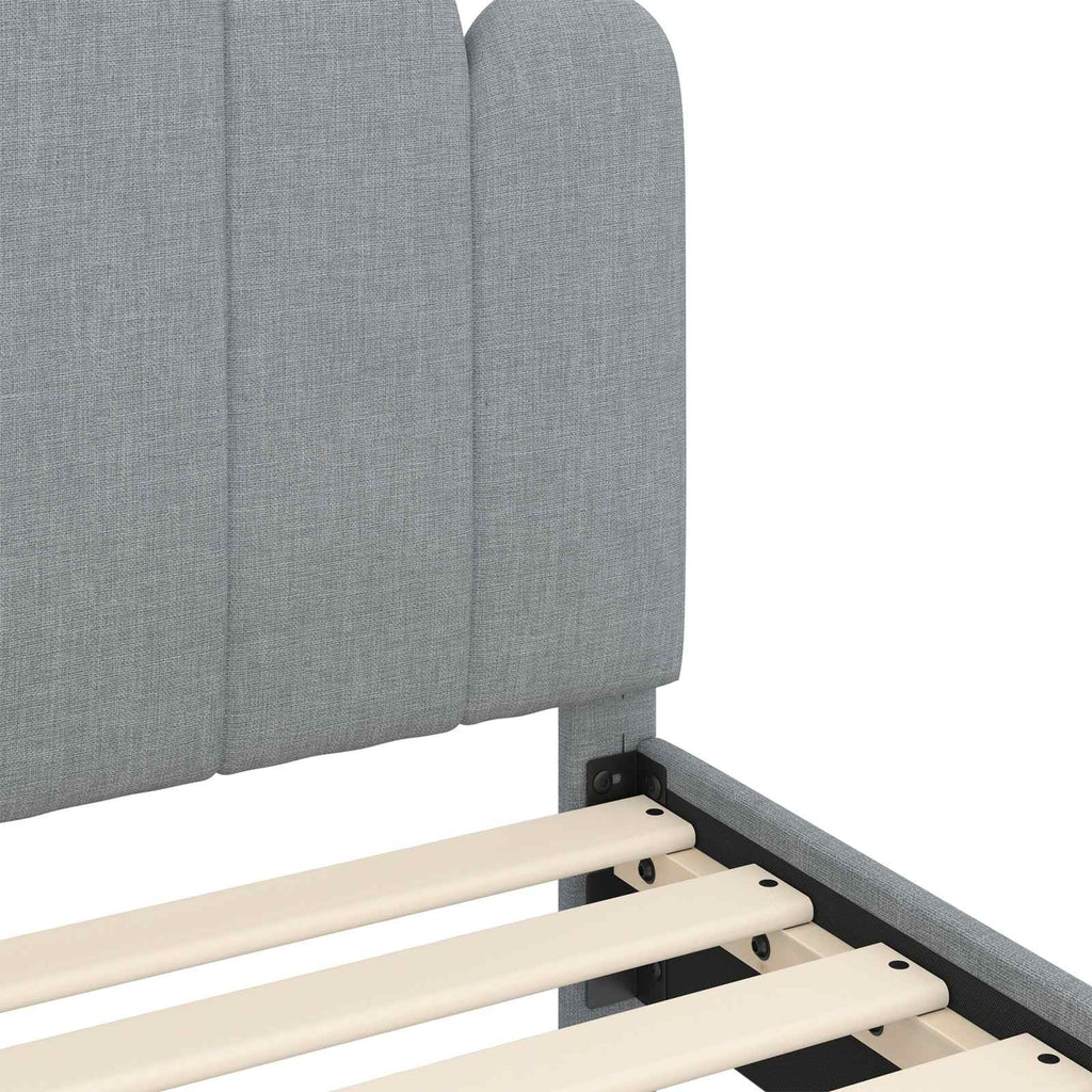 Kinderbettgestell mit Kopfteil Hellgrau 80 x 200 cm Stoff