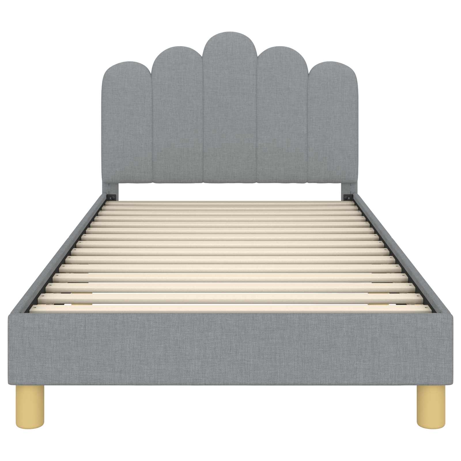 Kinderbettgestell mit Kopfteil Hellgrau 80 x 200 cm Stoff
