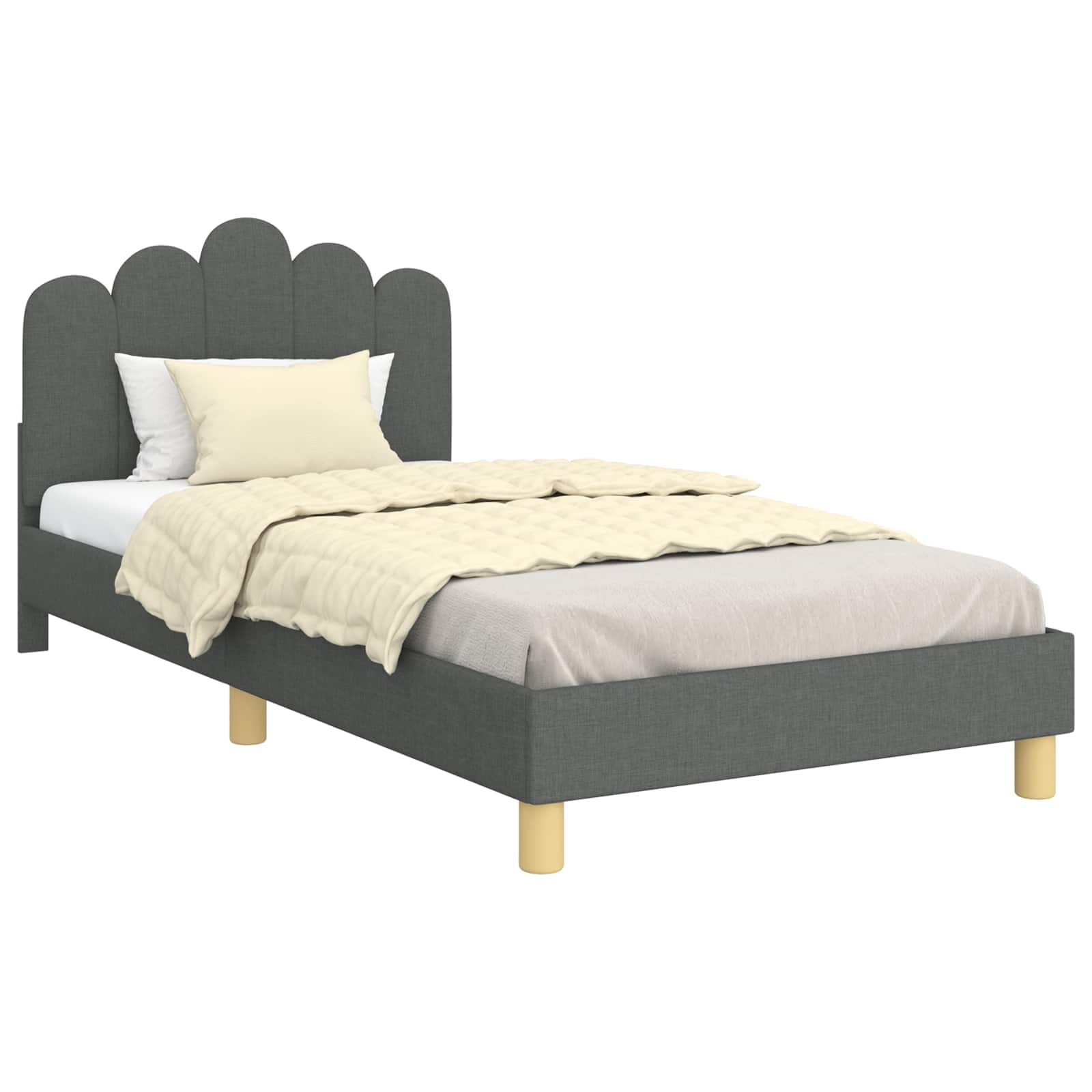 Kinderbettgestell mit Kopfteil Dunkelgrau 80 x 200 cm Stoff