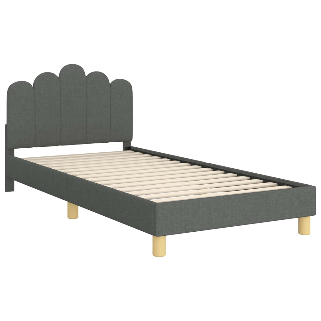 Kinderbettgestell mit Kopfteil Dunkelgrau 80 x 200 cm Stoff