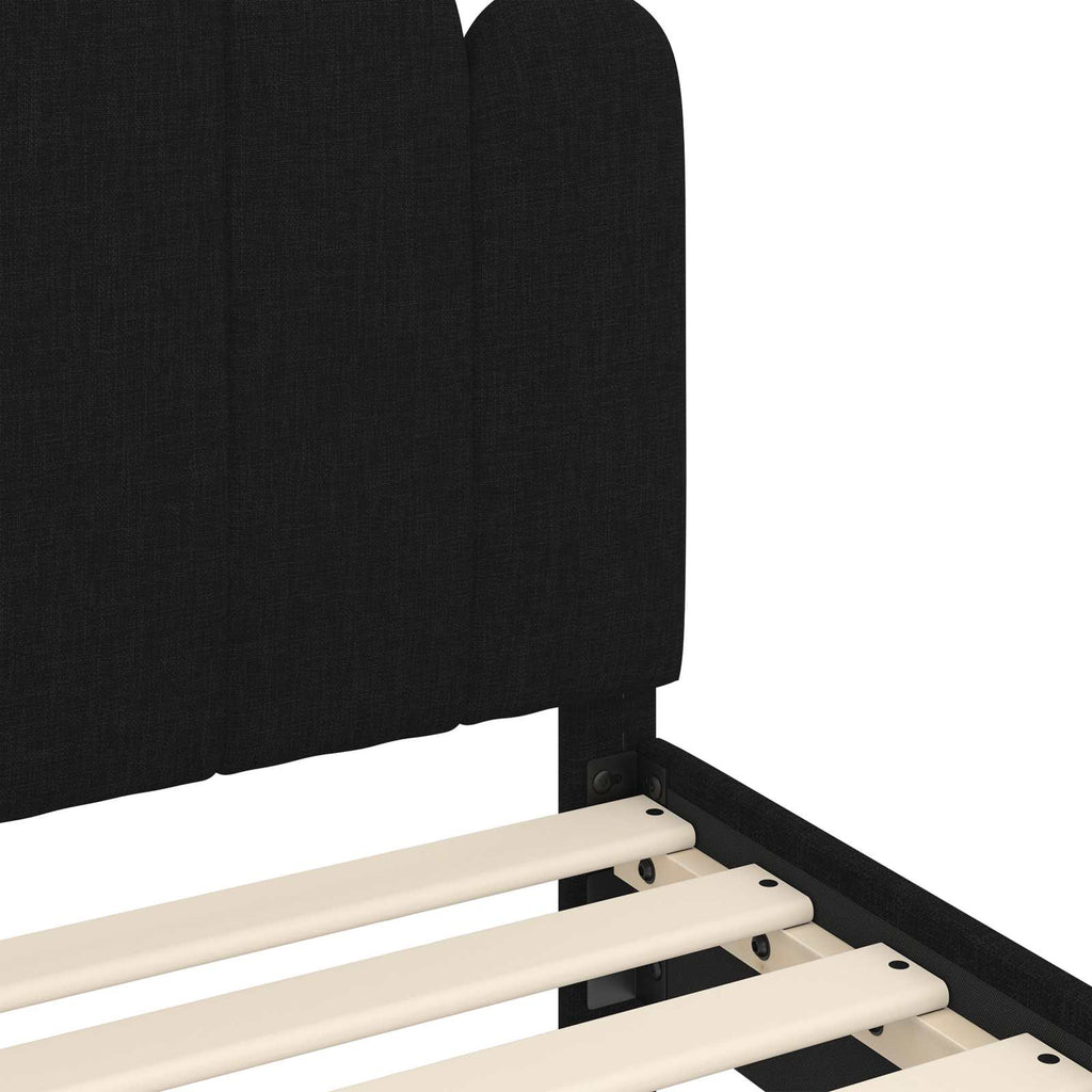 Kinderbettgestell mit Kopfteil Schwarz 80 x 200 cm Stoff