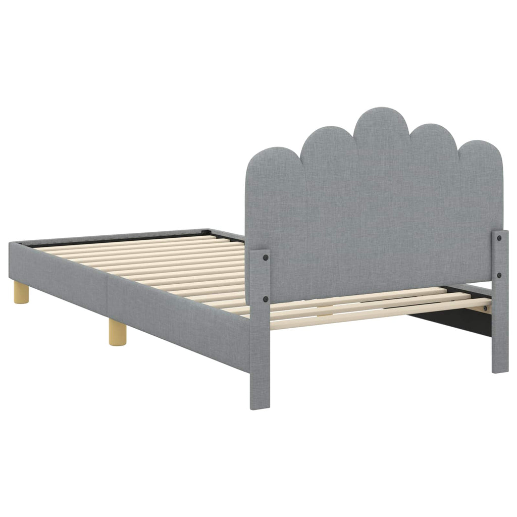 Kinderbettgestell mit Kopfteil Hellgrau 90 x 190 cm Stoff