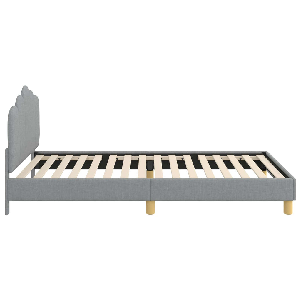 Kinderbettgestell mit Kopfteil Hellgrau 90 x 190 cm Stoff
