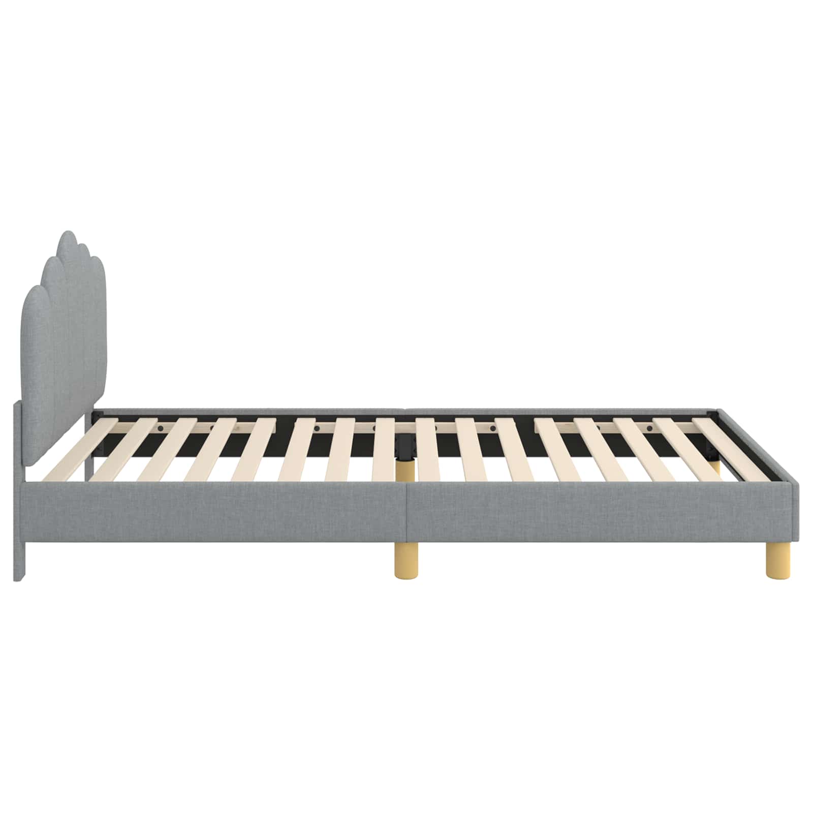 Kinderbettgestell mit Kopfteil Hellgrau 90 x 190 cm Stoff