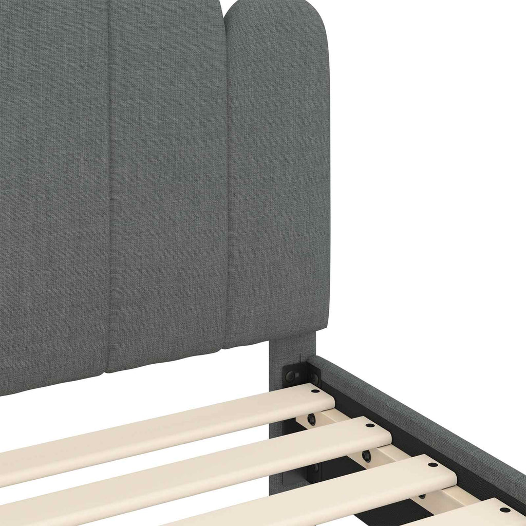 Kinderbettgestell mit Kopfteil Dunkelgrau 90 x 190 cm Stoff