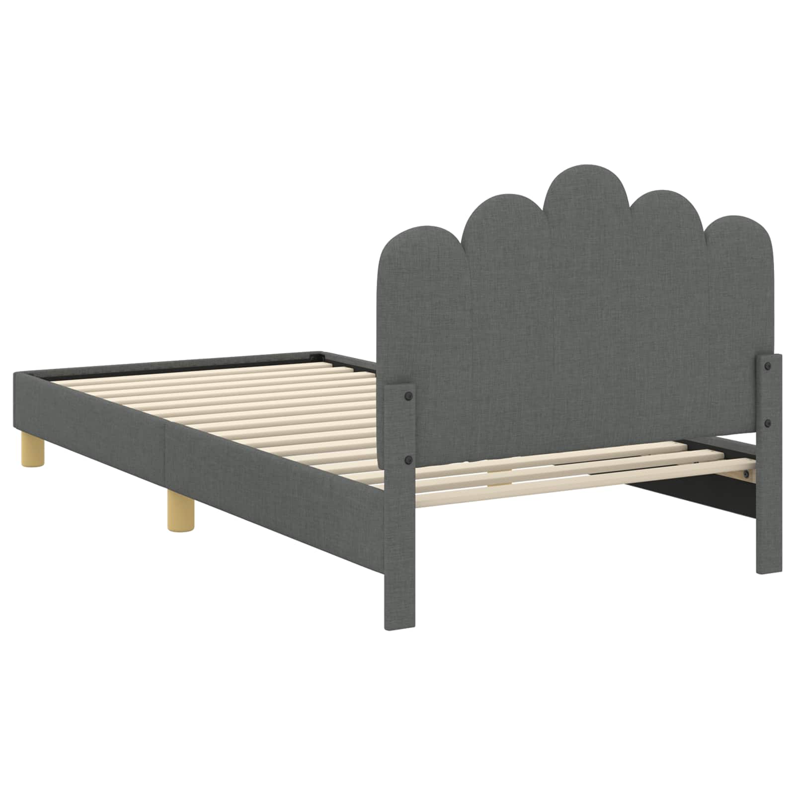 Kinderbettgestell mit Kopfteil Dunkelgrau 90 x 190 cm Stoff