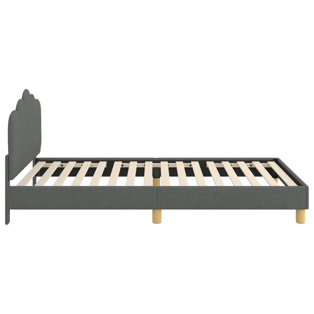 Kinderbettgestell mit Kopfteil Dunkelgrau 90 x 190 cm Stoff