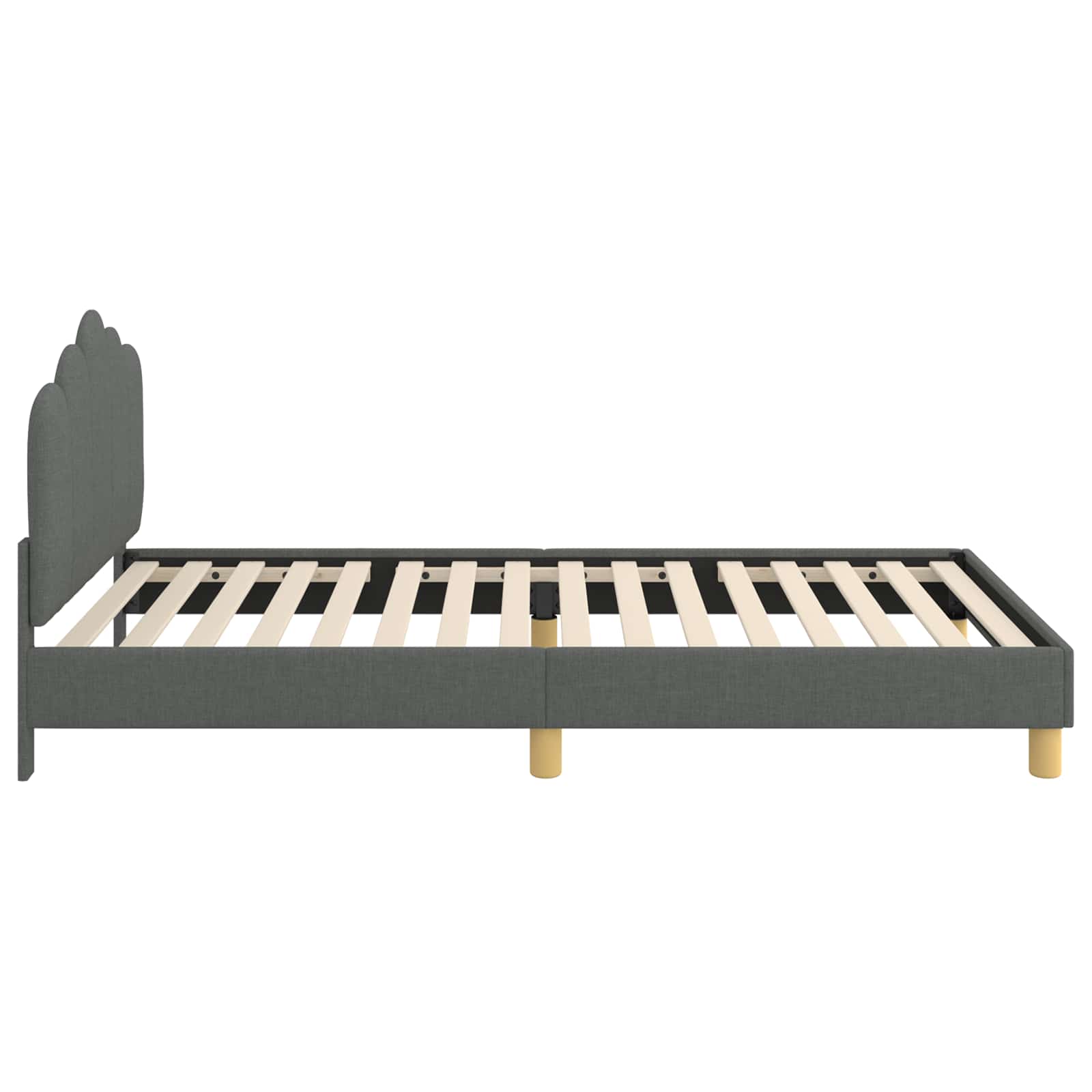 Kinderbettgestell mit Kopfteil Dunkelgrau 90 x 190 cm Stoff
