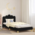 Kinderbettgestell mit Kopfteil Schwarz 90 x 190 cm Stoff