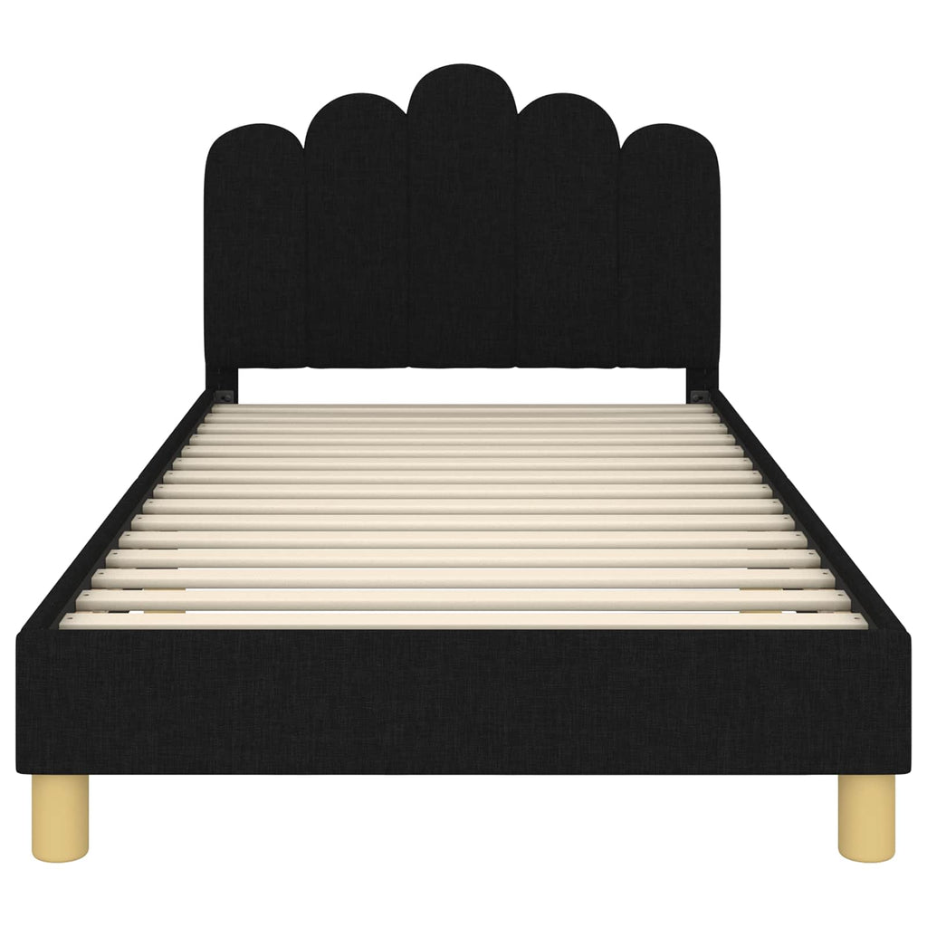 Kinderbettgestell mit Kopfteil Schwarz 90 x 190 cm Stoff