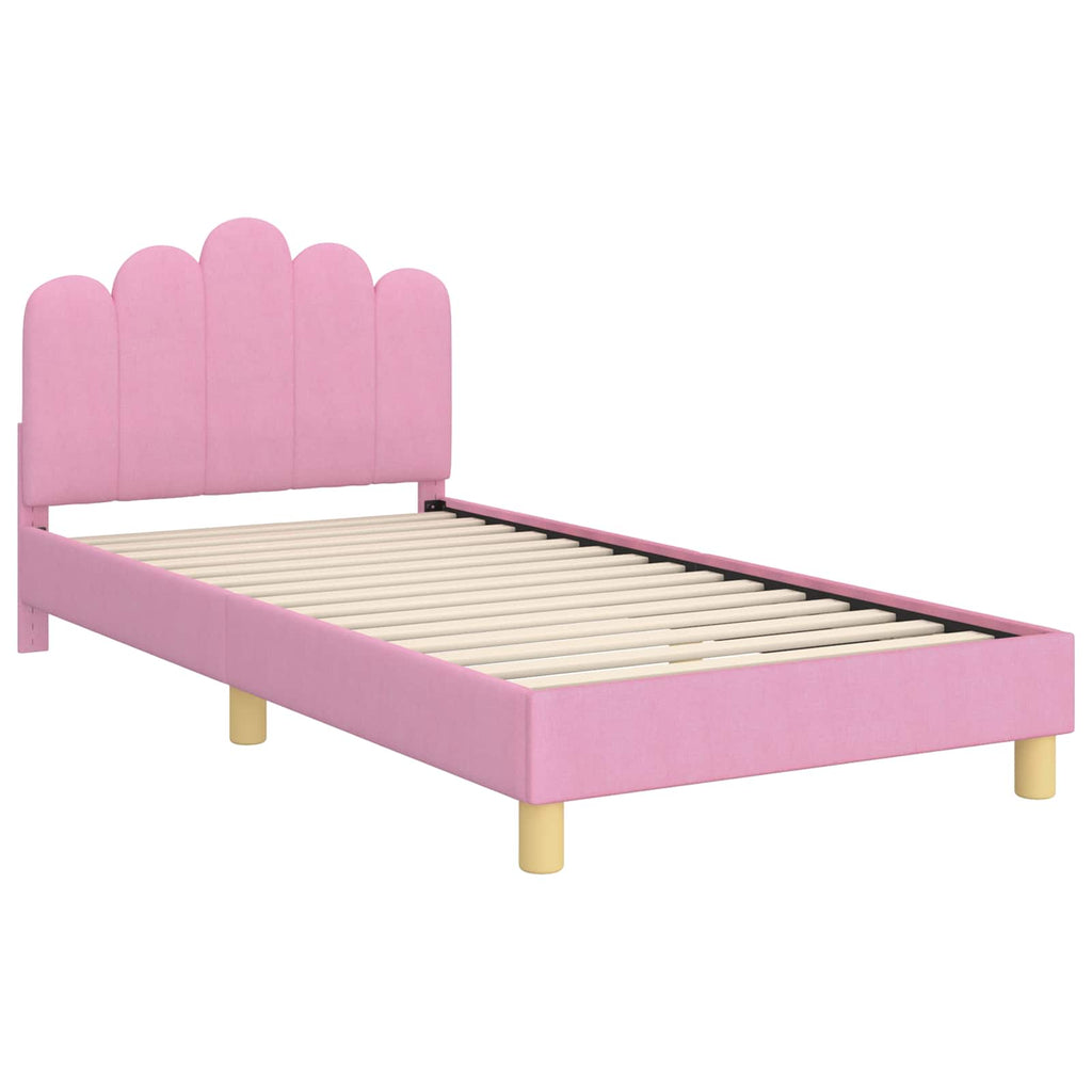 Kinderbettgestell mit Kopfteil Rosa 90 x 190 cm Stoff