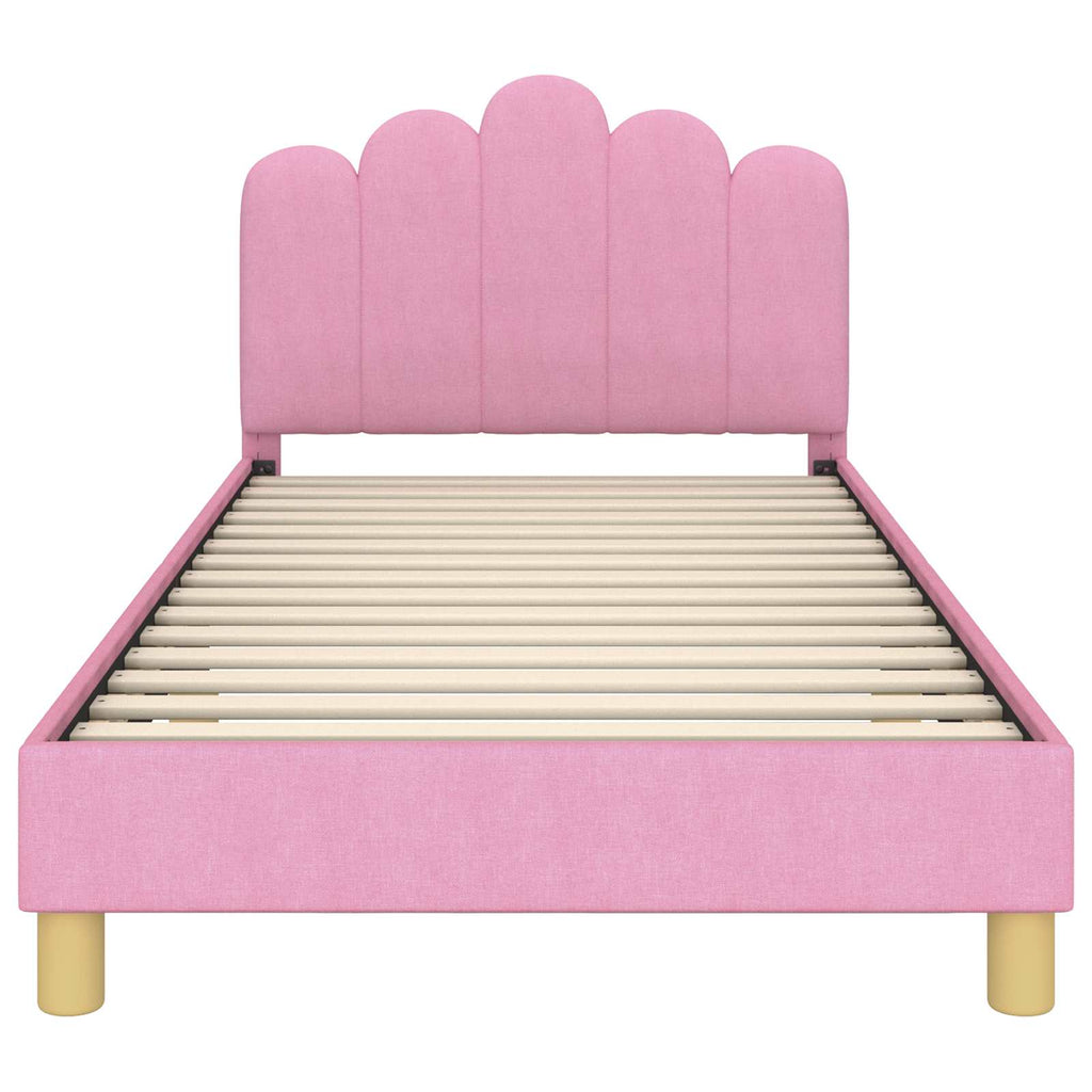 Kinderbettgestell mit Kopfteil Rosa 90 x 190 cm Stoff