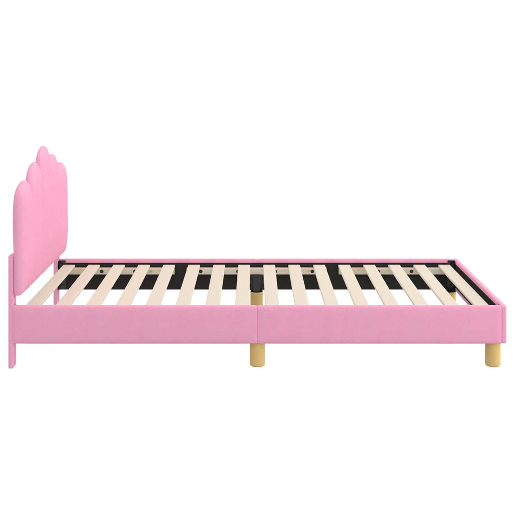 Kinderbettgestell mit Kopfteil Rosa 90 x 190 cm Stoff