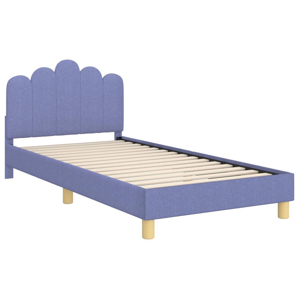 Kinderbettgestell mit Kopfteil Jeans blau 90 x 190 cm Stoff