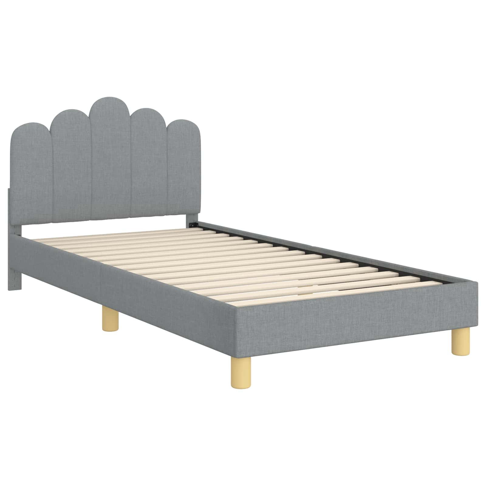 Kinderbettgestell mit Kopfteil Hellgrau 90 x 200 cm Stoff