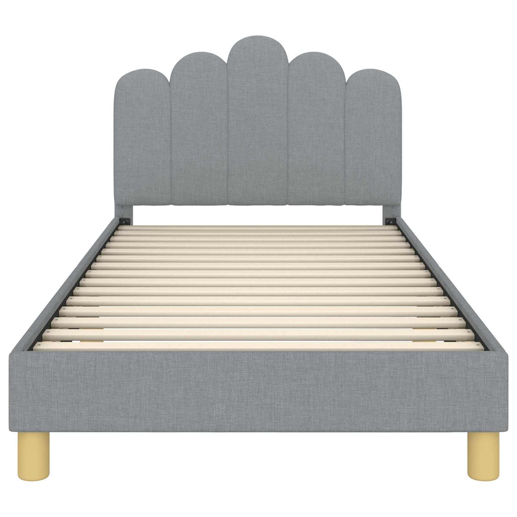 Kinderbettgestell mit Kopfteil Hellgrau 90 x 200 cm Stoff
