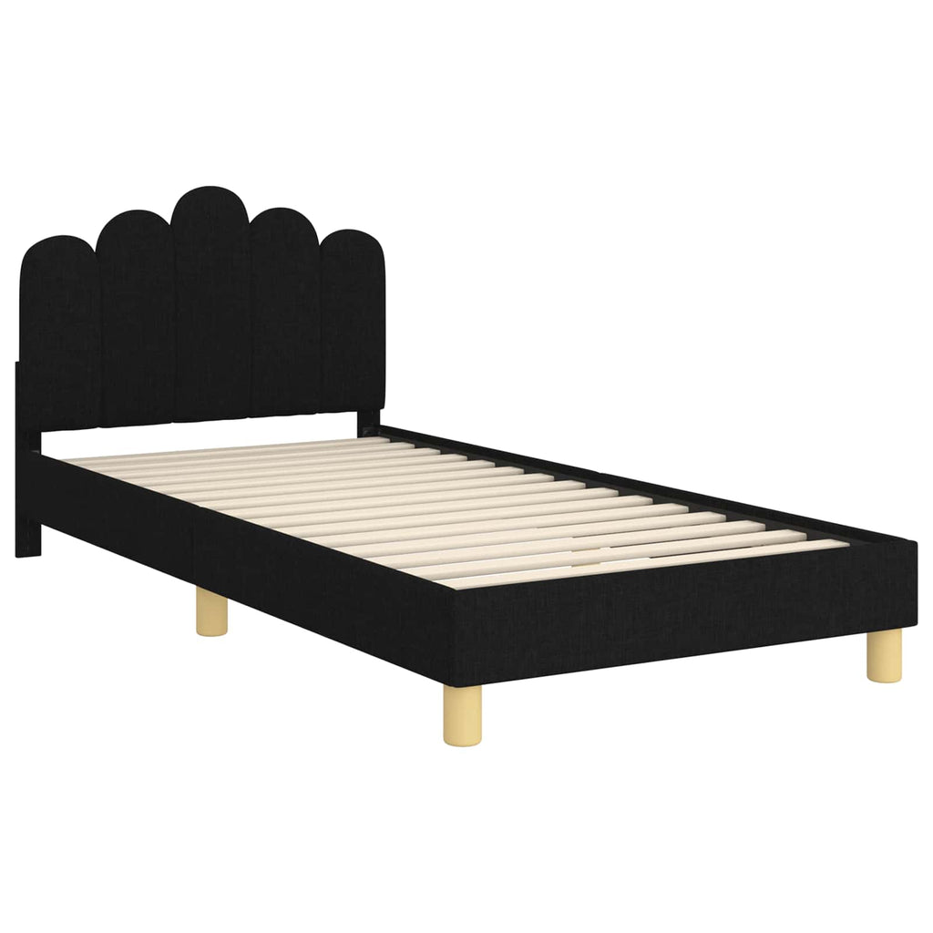 Kinderbettgestell mit Kopfteil Schwarz 90 x 200 cm Stoff