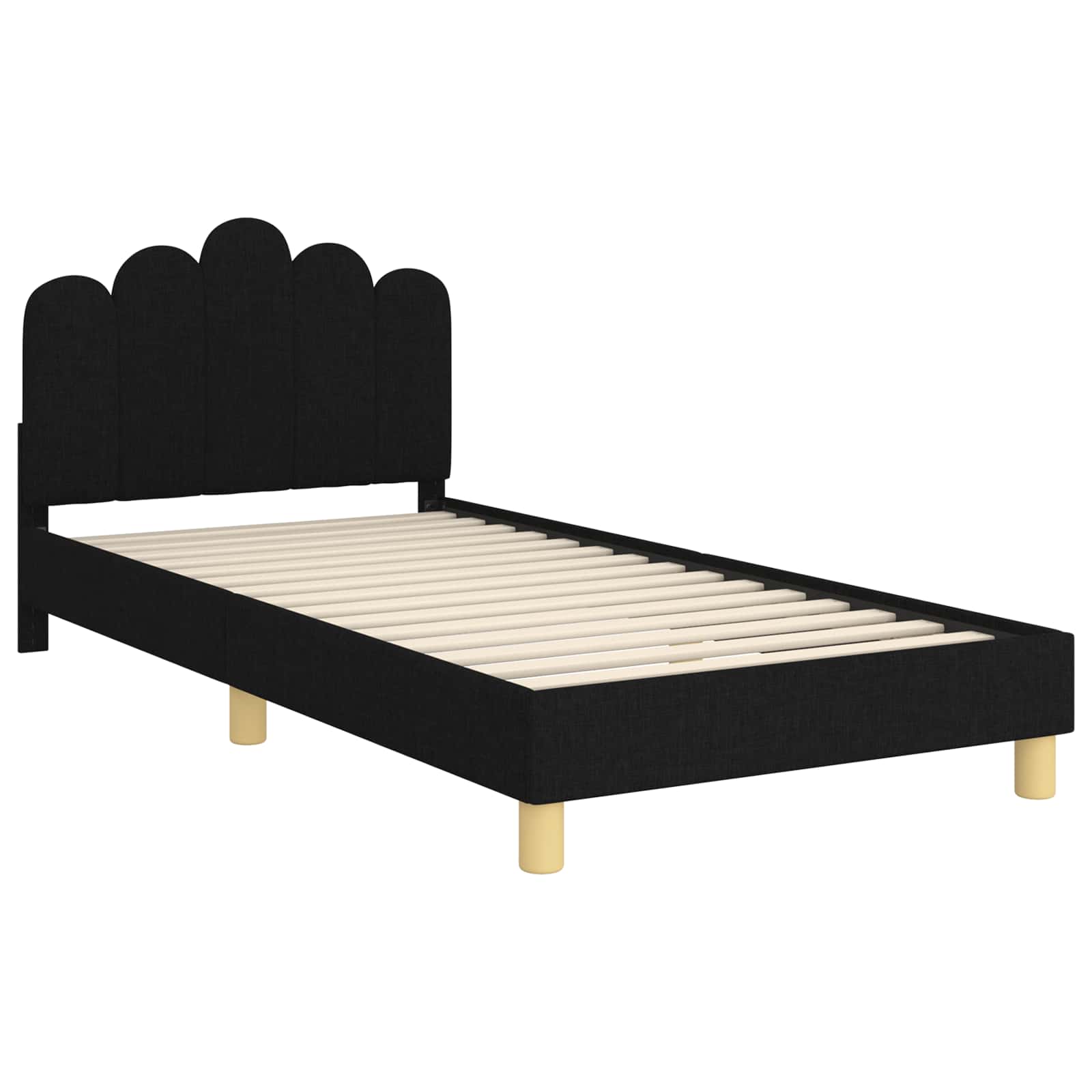 Kinderbettgestell mit Kopfteil Schwarz 90 x 200 cm Stoff