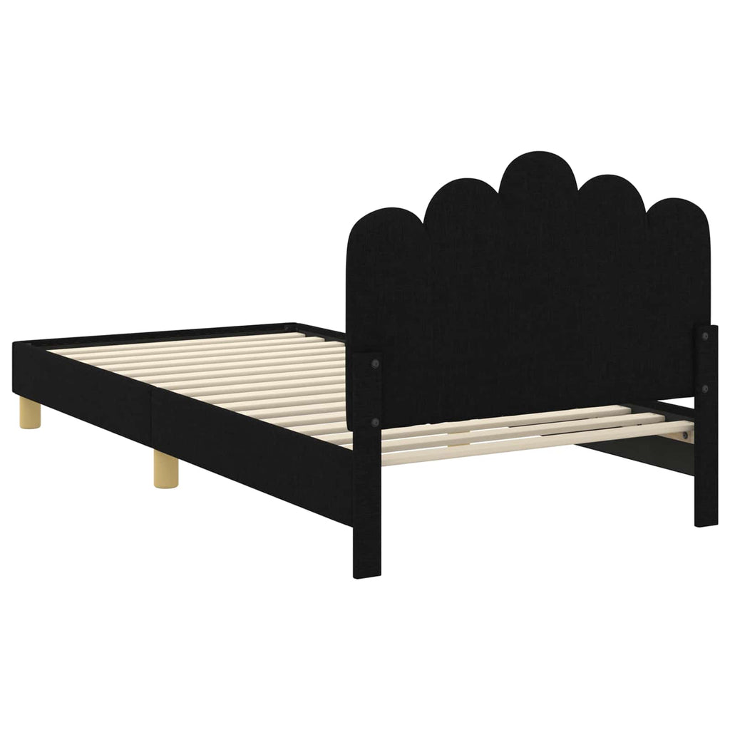 Kinderbettgestell mit Kopfteil Schwarz 90 x 200 cm Stoff