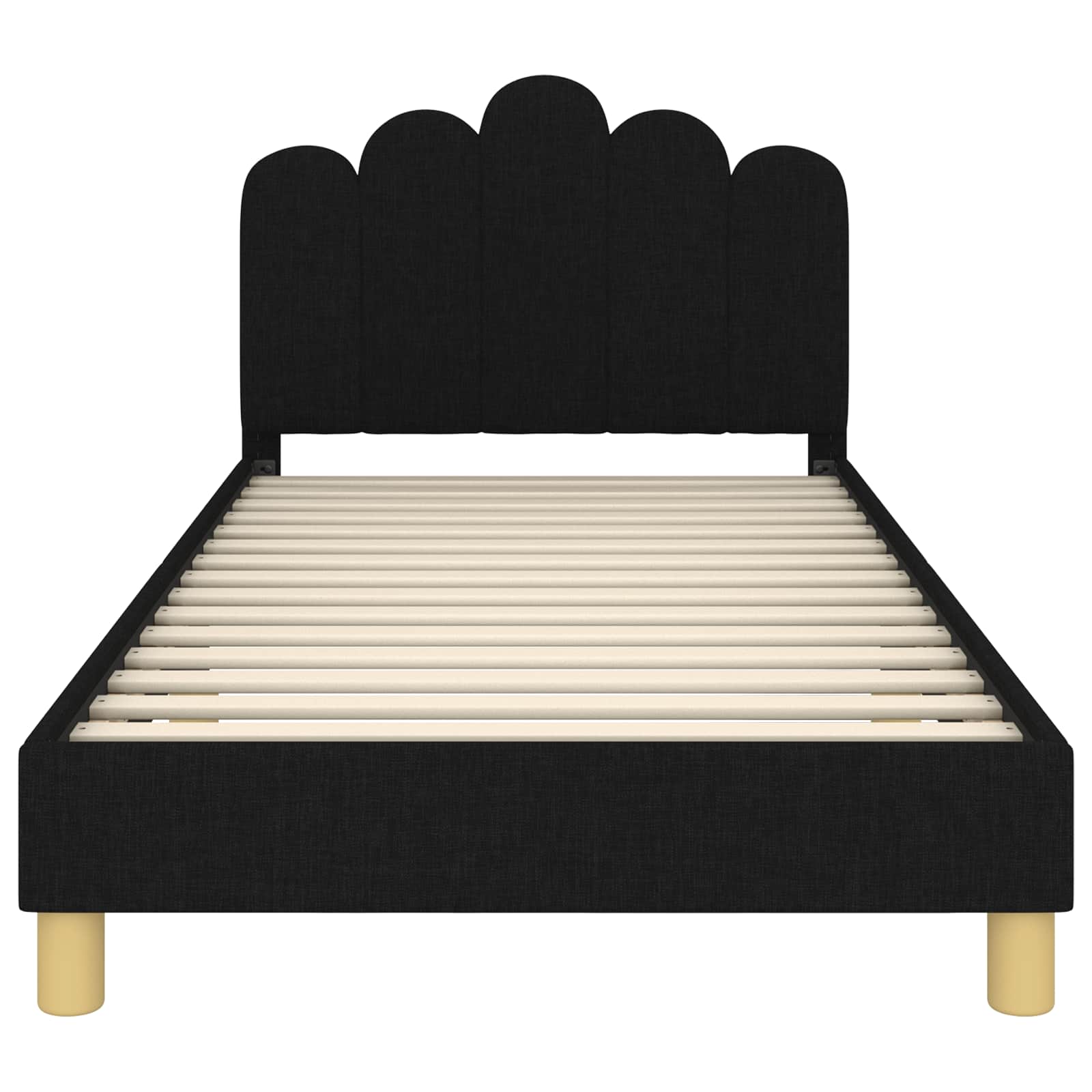Kinderbettgestell mit Kopfteil Schwarz 90 x 200 cm Stoff