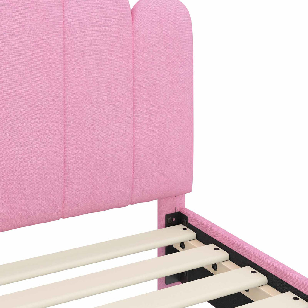 Kinderbettgestell mit Kopfteil Rosa 90 x 200 cm Stoff
