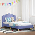 Kinderbettgestell mit Kopfteil Jeans blau 90 x 200 cm Stoff