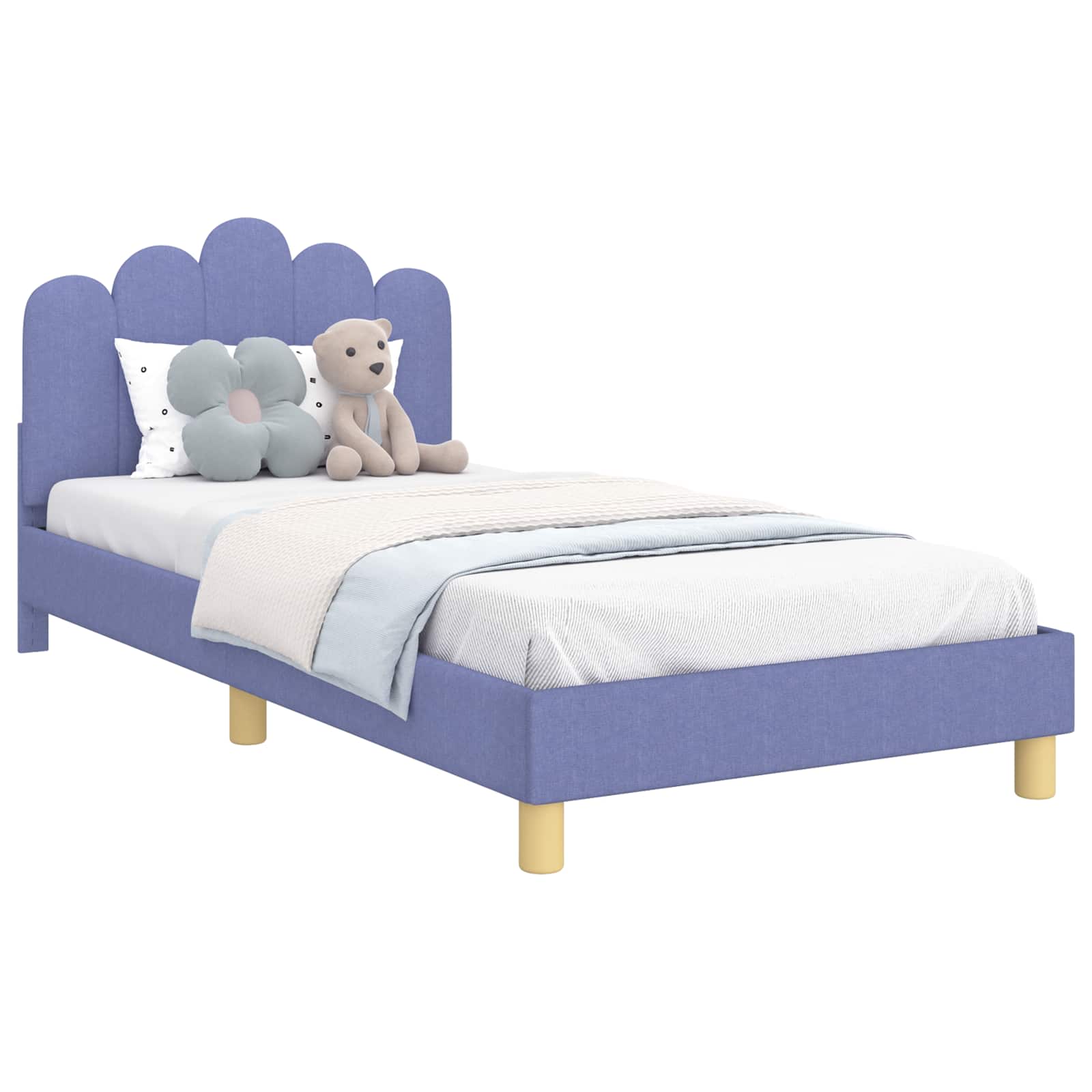 Kinderbettgestell mit Kopfteil Jeans blau 90 x 200 cm Stoff