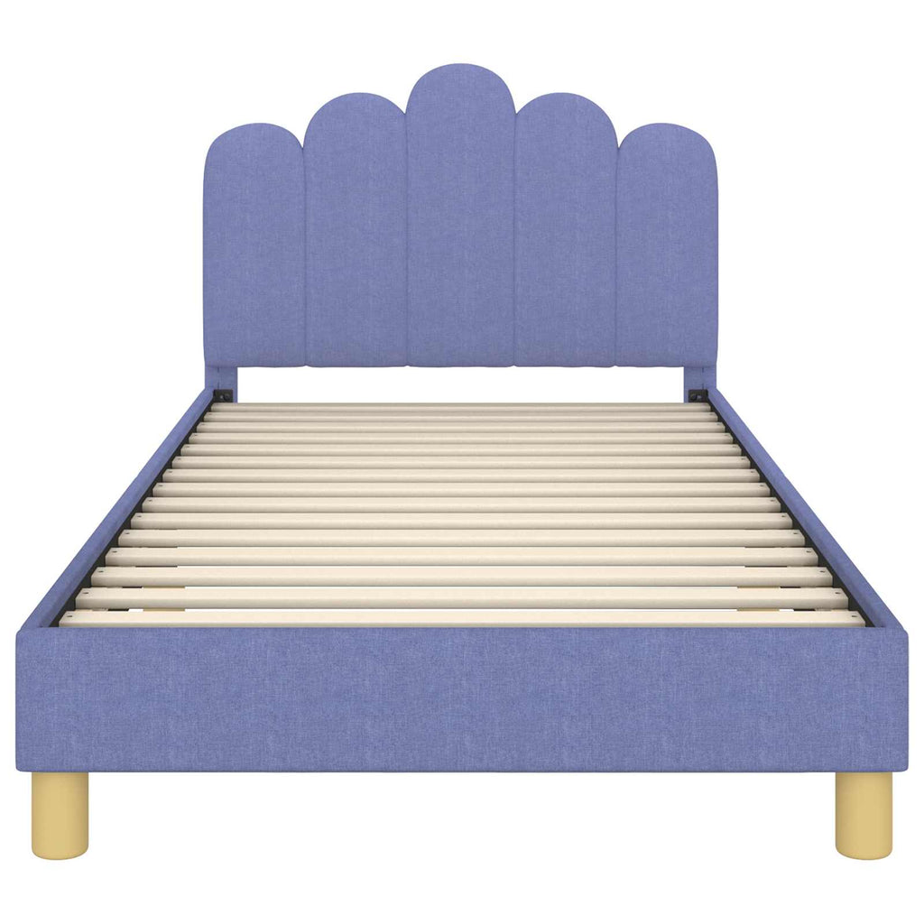 Kinderbettgestell mit Kopfteil Jeans blau 90 x 200 cm Stoff