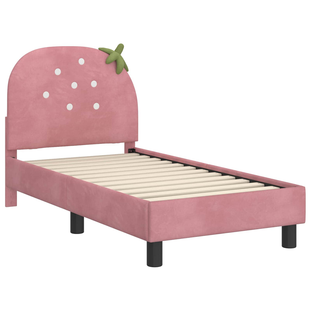 Kinderbettgestell mit Kopfteil Rosa 70 x 140 cm Samt
