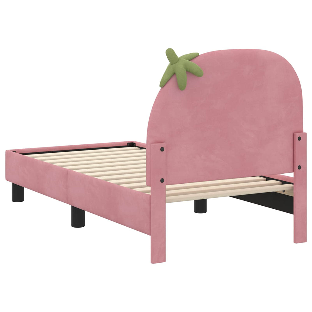 Kinderbettgestell mit Kopfteil Rosa 70 x 140 cm Samt