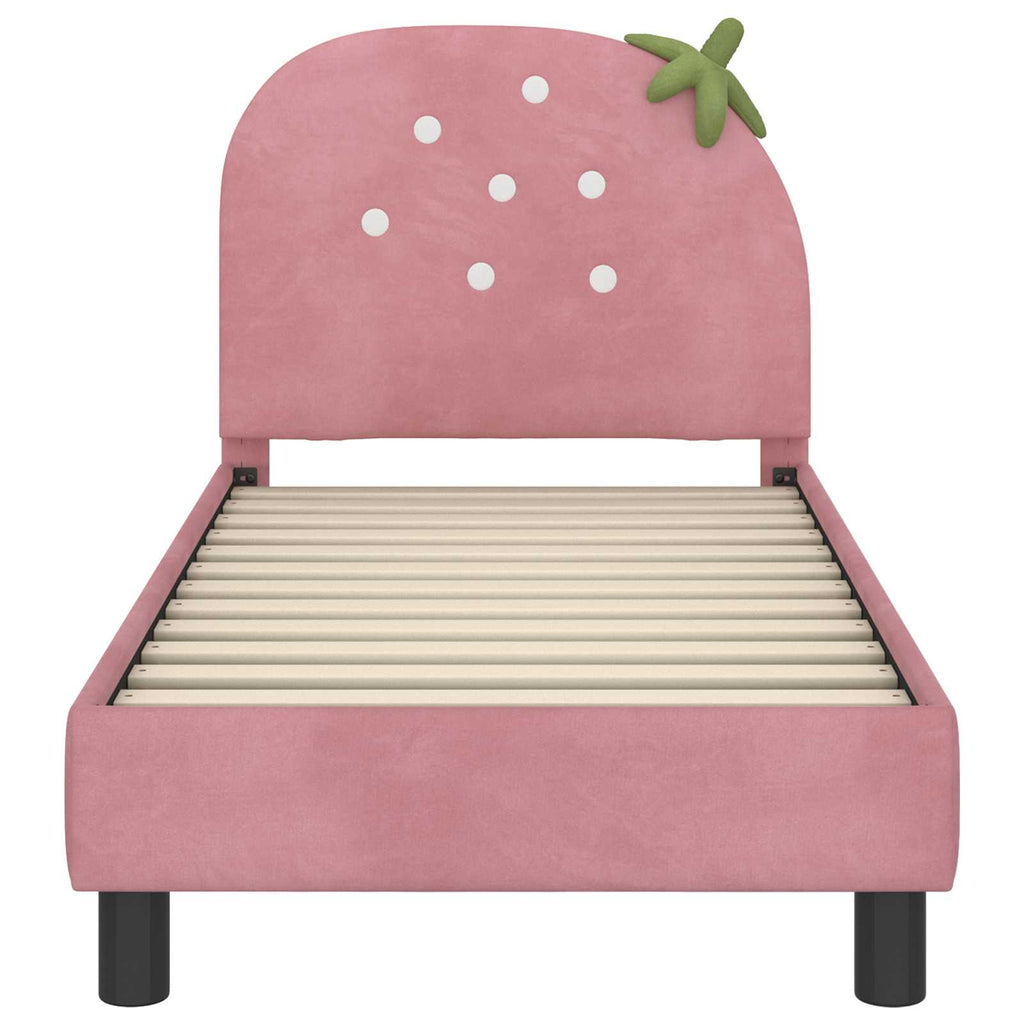 Kinderbettgestell mit Kopfteil Rosa 70 x 140 cm Samt