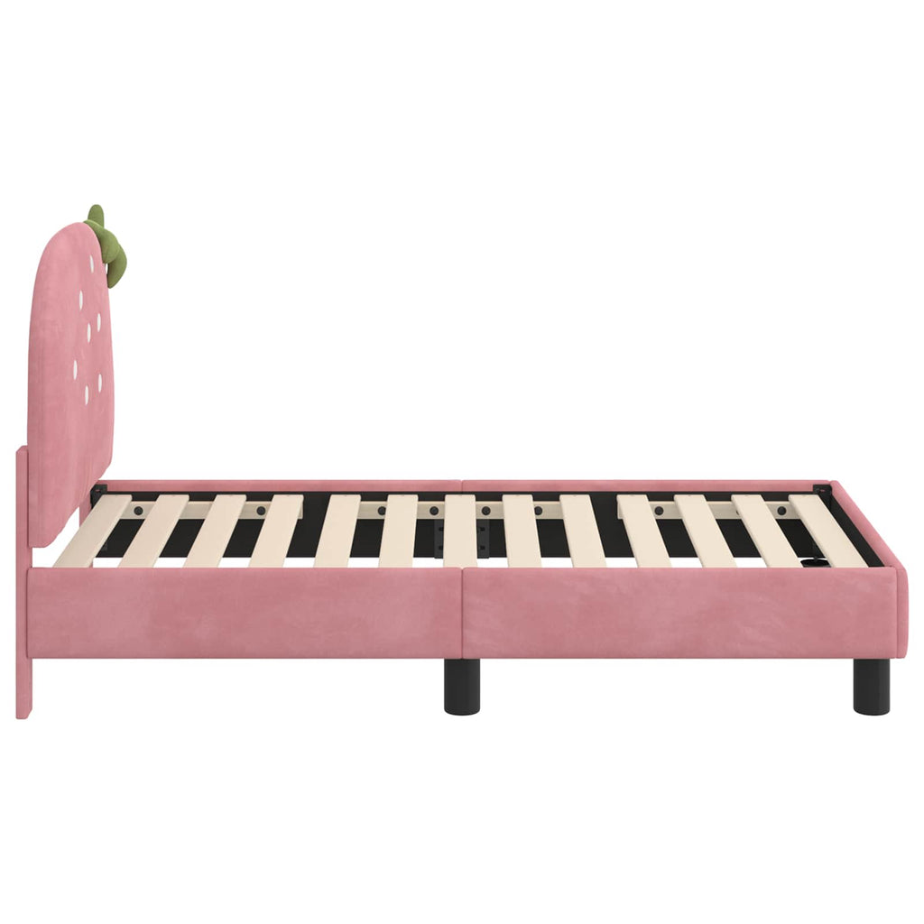 Kinderbettgestell mit Kopfteil Rosa 70 x 140 cm Samt