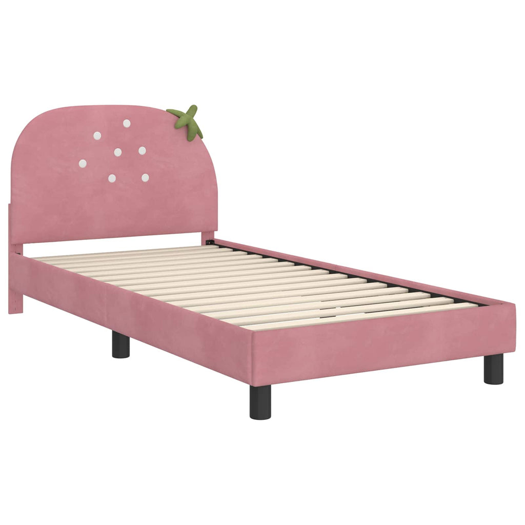 Kinderbettgestell mit Kopfteil Rosa 80 x 200 cm Samt