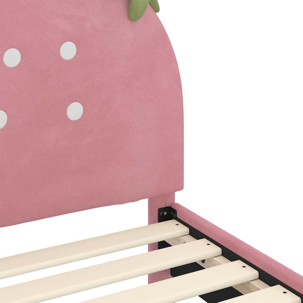 Kinderbettgestell mit Kopfteil Rosa 90 x 190 cm Samt