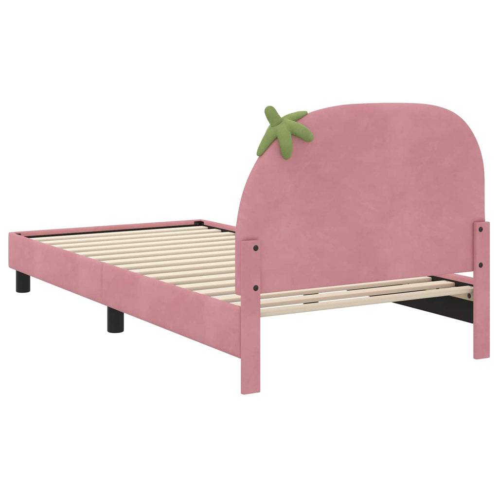 Kinderbettgestell mit Kopfteil Rosa 90 x 190 cm Samt