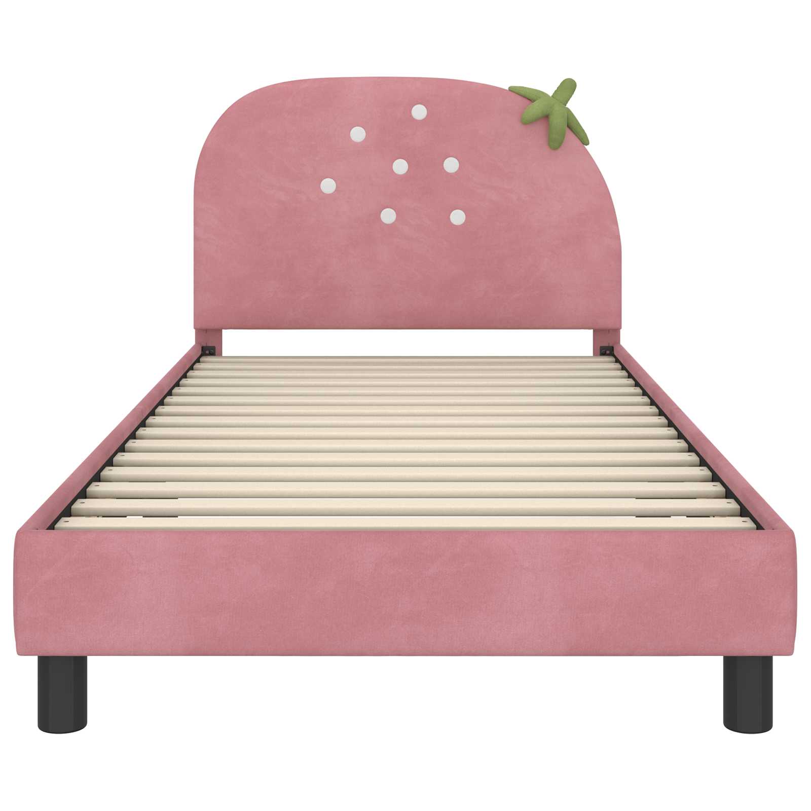 Kinderbettgestell mit Kopfteil Rosa 90 x 190 cm Samt